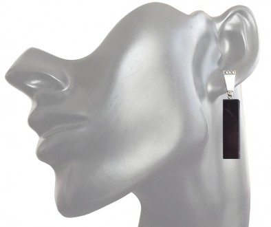 Ohrringe 925 Silber polierter Onyx Markasiten Feueremaille Art Deco Stil