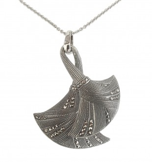 Halskette 925 Silber mit Markasiten Art Deco Stil