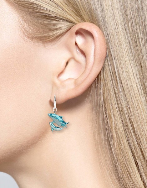 Damen Ohrhänger 925 mit Delphin Baby Delphin Silber