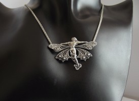 Jugendstil Schmuck Halskette Collier geflügelte Frau