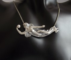 Jugendstil Schmuck Collier Jungfrau mit Perle