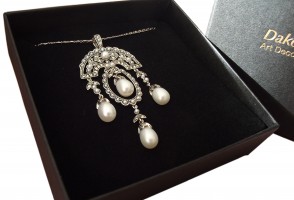 Luxuriöse Halskette 925 Silber Perlen Markasiten