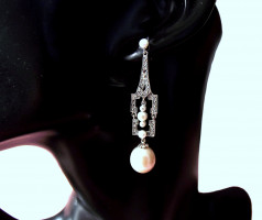 Damen Ohrringe 925 Silber mehrteilig mit  Perlen und Perlenapplikationen