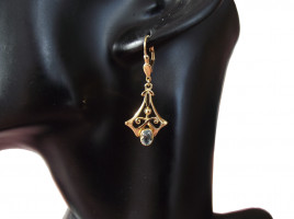 Damen Ohrringe 925 Silber vergoldet mit großem Blautopas